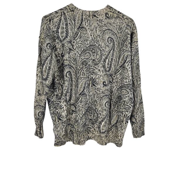 Zadig & Voltaire Ruby Sweater Top Merino Wool Metallic Paisley Split Hem Size S - Picture 7 of 7
